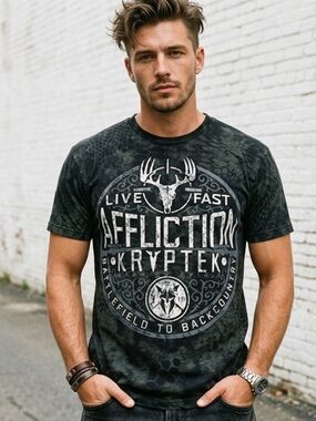 Affliction x Kryptek Camo Graphic T-Shirt Mens 3XL Battleground To Backcountry